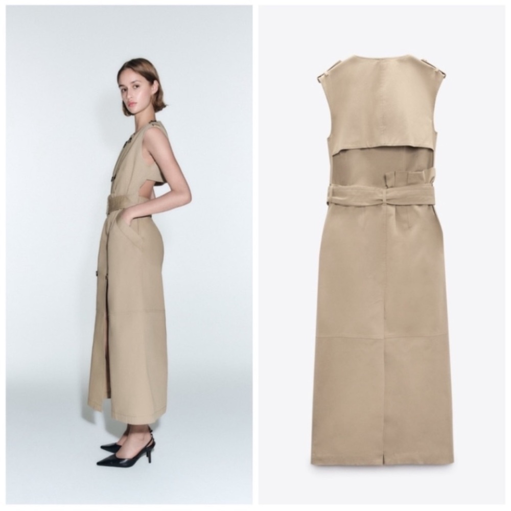Belted gabardine dress